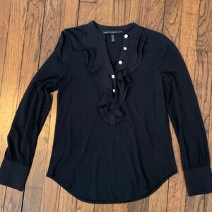 White House Black Market Black Ruffled Top XXSP